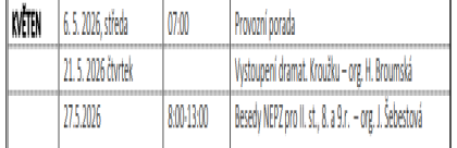 Organizace školního roku 2023/2024
